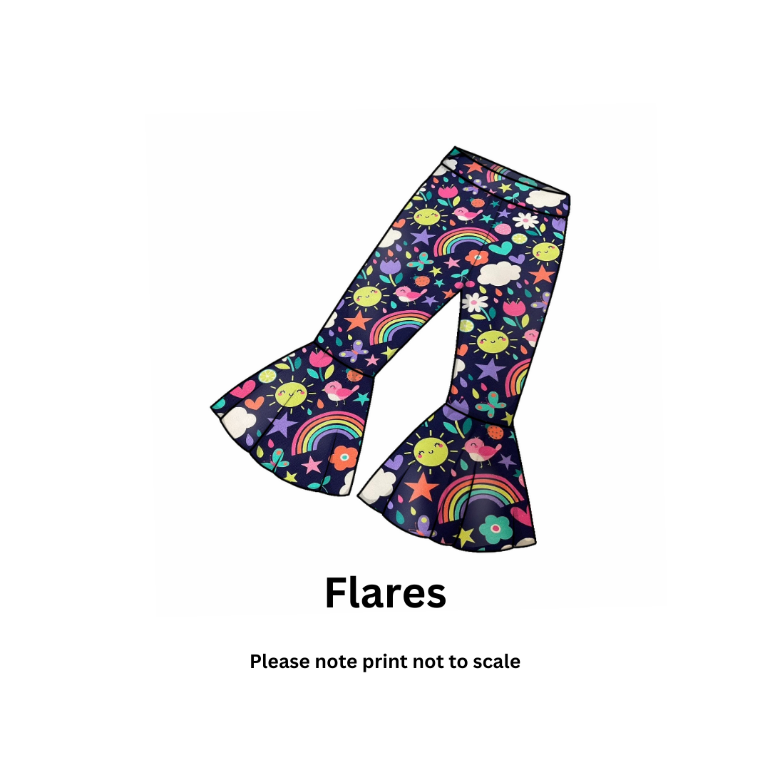 Meadow Skies - Jersey perfect for kids clothing - children's dresses, rompers, leggings, T-shirts, Flares