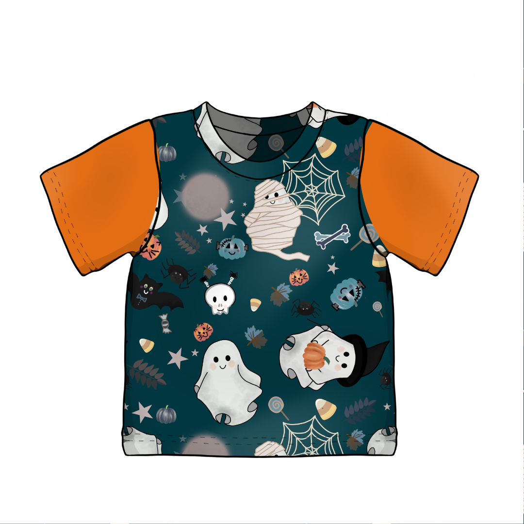 Ghosties – Handmade Halloween Kids Clothing | Custom Order | Cotton jersey perfect for kids leggings, rompers, T-shirts and dresses