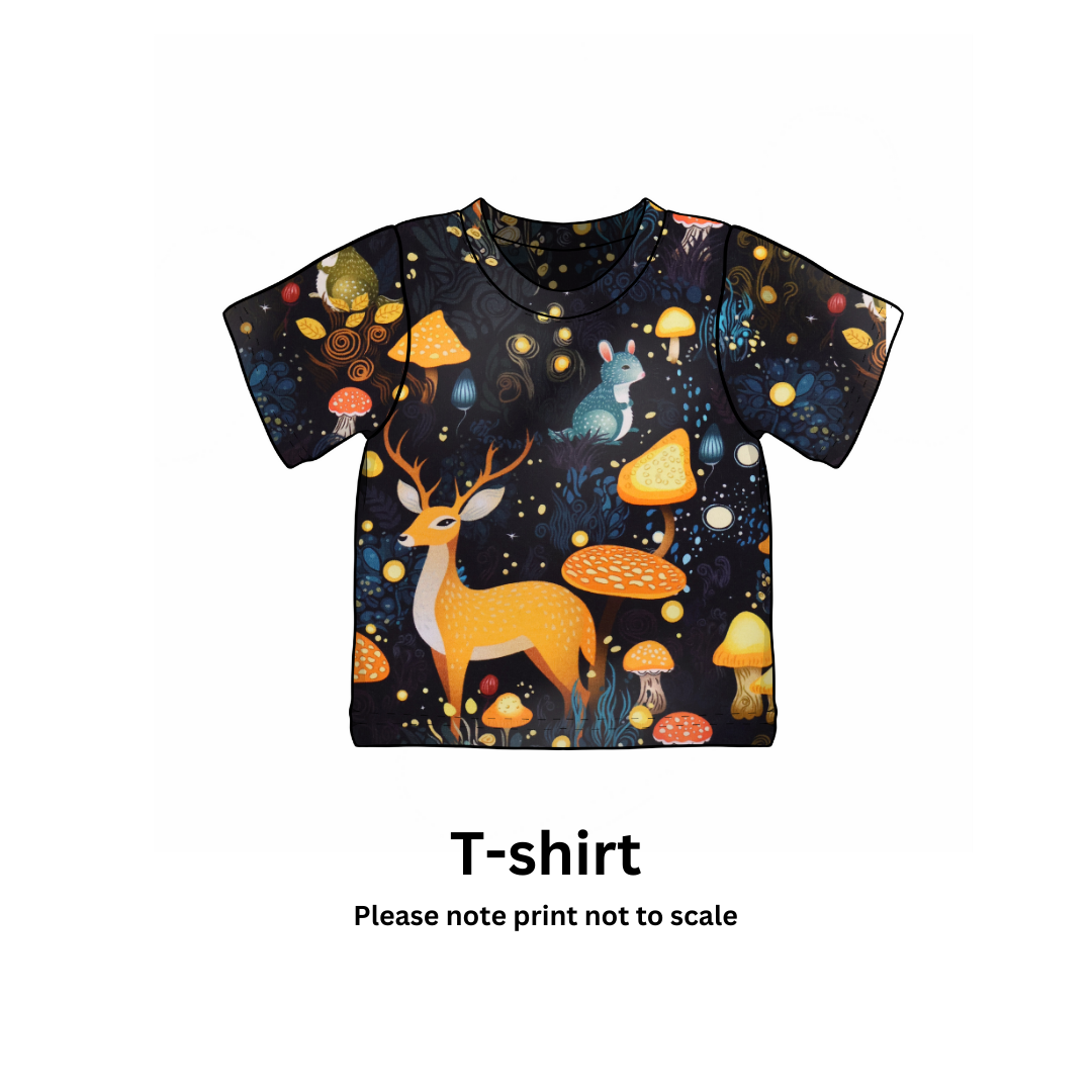 Woodland Deer - Jersey perfect for kids clothing - dresses, rompers, leggings, T-shirts, Flares