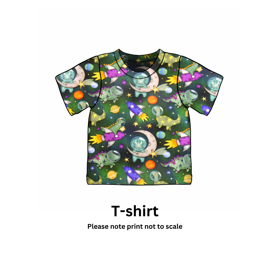 Space Dinosaurs - Jersey perfect for kids clothing - dresses, rompers, leggings, T-shirts, Flares