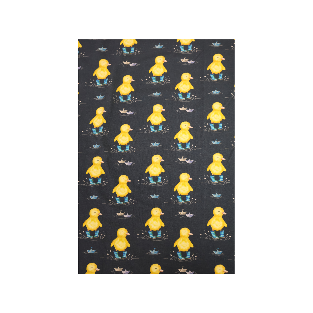 Blue ducks in wellies - French Terry perfect for unique custom kids clothing - rompers, sweatshirts, harem pants, dresses