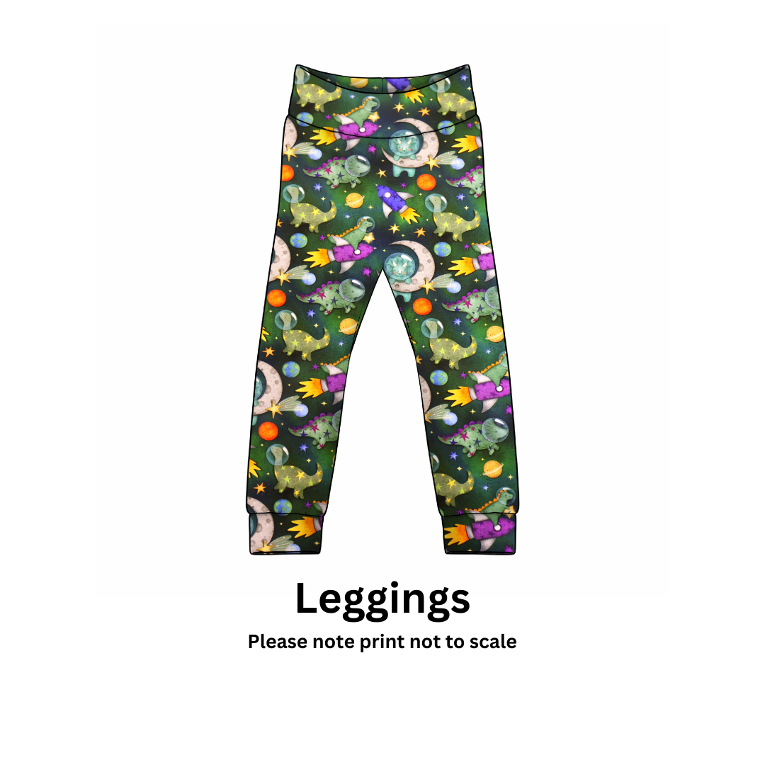 Space Dinosaurs - Jersey perfect for kids clothing - dresses, rompers, leggings, T-shirts, Flares