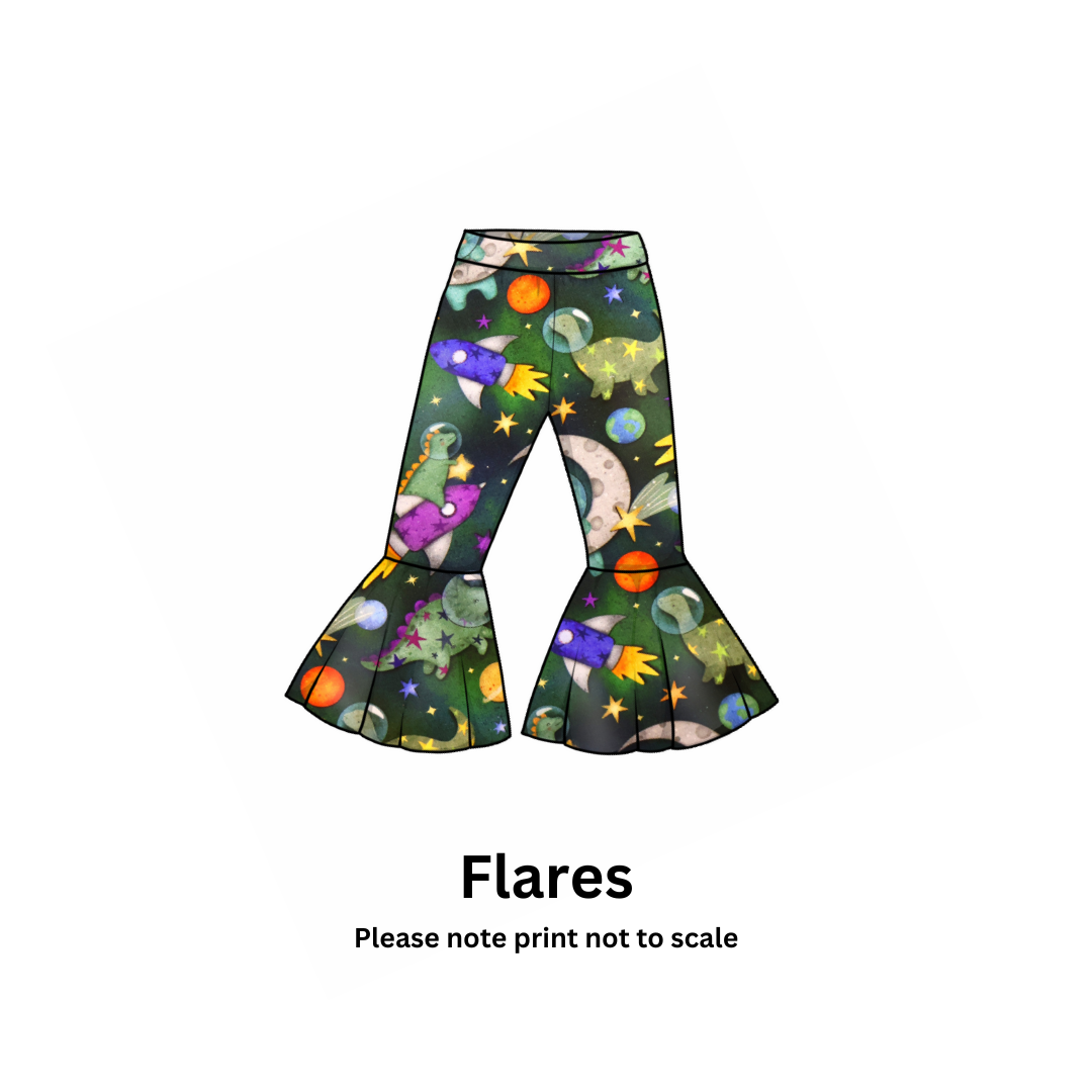 Space Dinosaurs - Jersey perfect for kids clothing - dresses, rompers, leggings, T-shirts, Flares