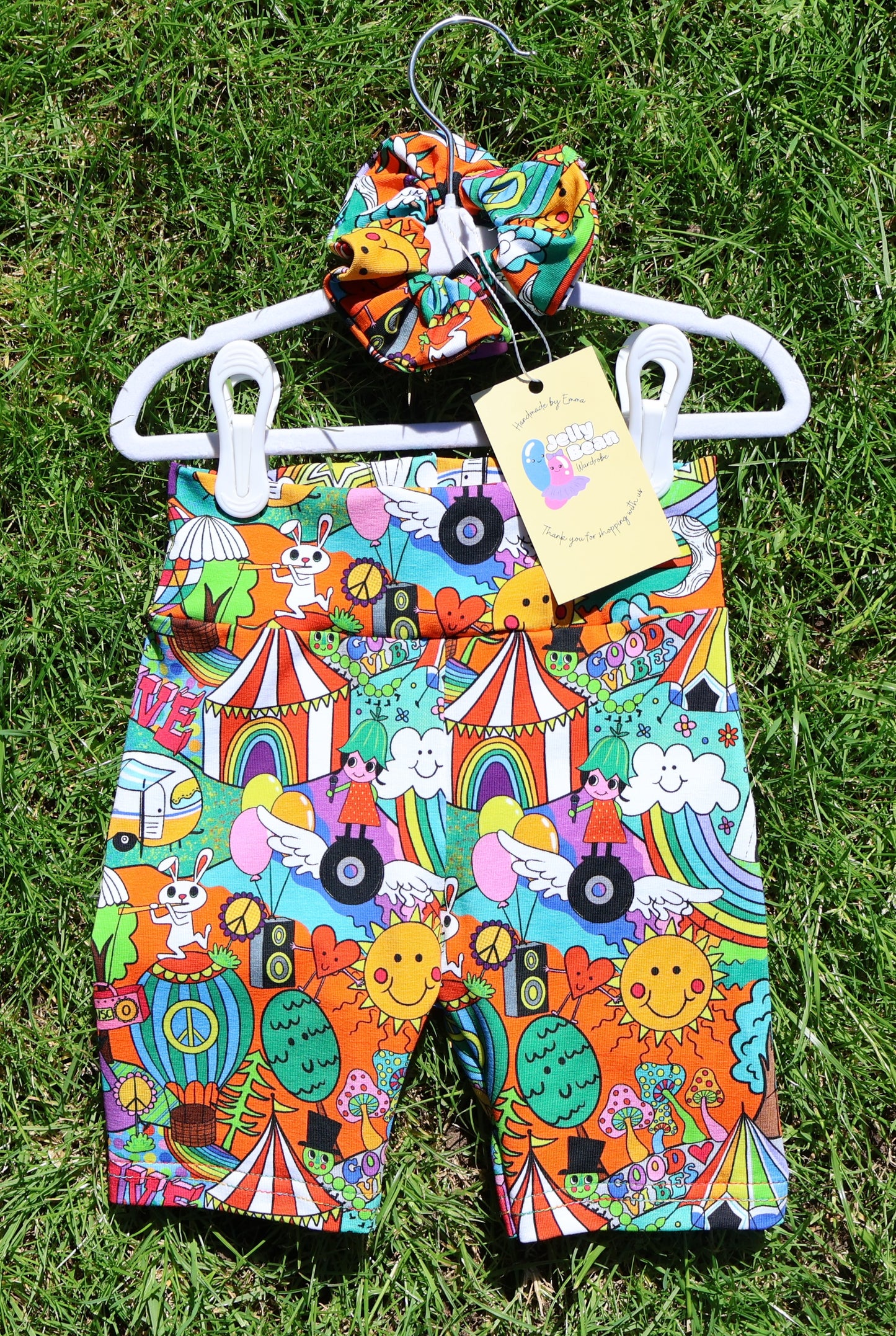 Carnival Fun Cycle Shorts and Matching Scrunchie Set
