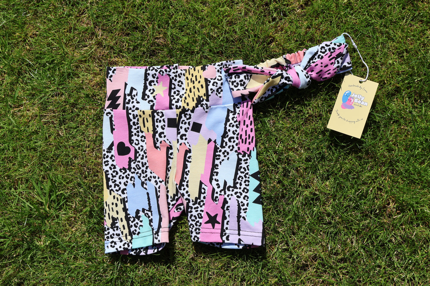 90's Retro Cycle Shorts & Matching Headband Set