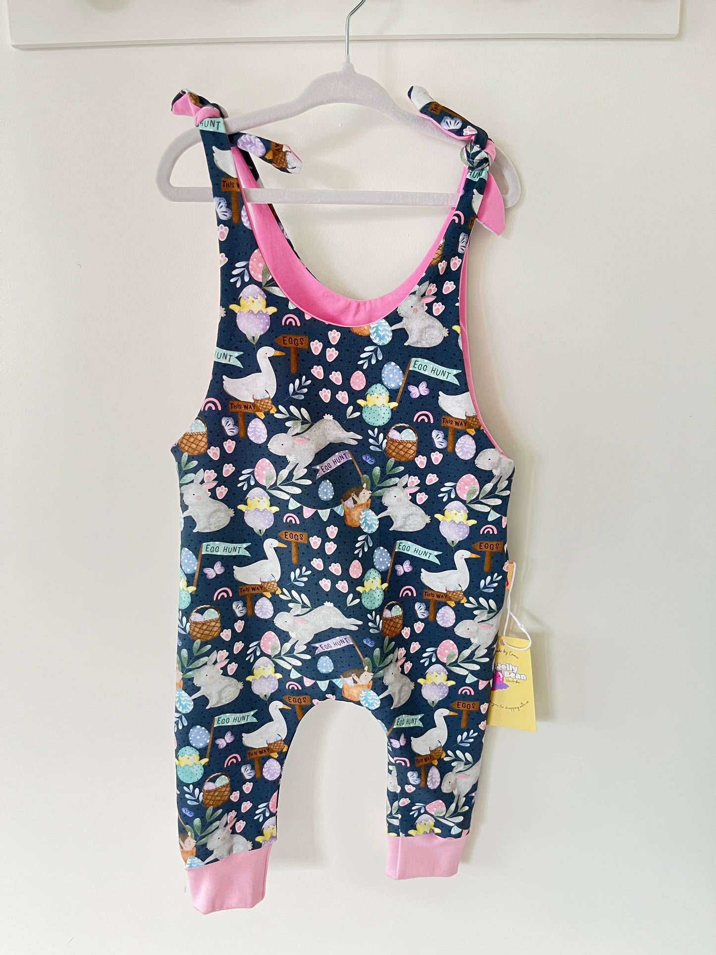 Easter Bunny Tie Strap Romper – Handmade Baby Outfit – Ready to Ship UK