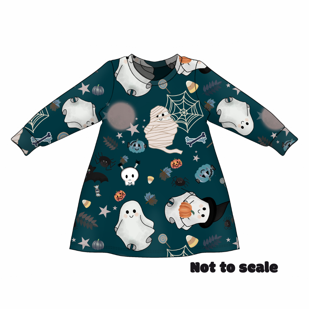 Ghosties – Handmade Halloween Kids Clothing | Custom Order | Cotton jersey perfect for kids leggings, rompers, T-shirts and dresses