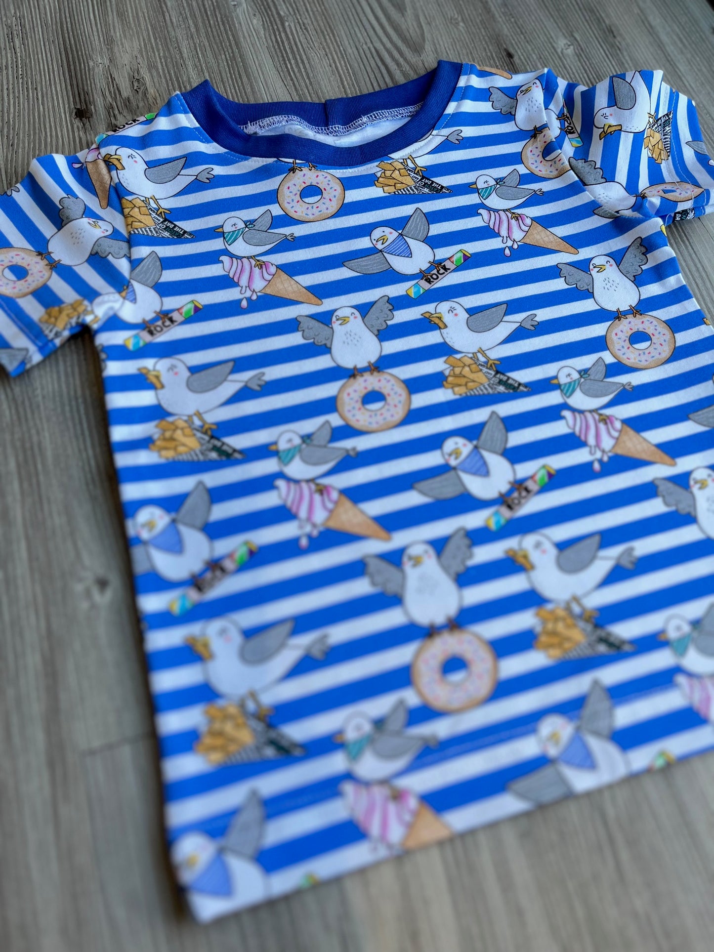 Kids T-Shirt Bright Summer Cotton Top – Seagull Snack Squad Handmade UK
