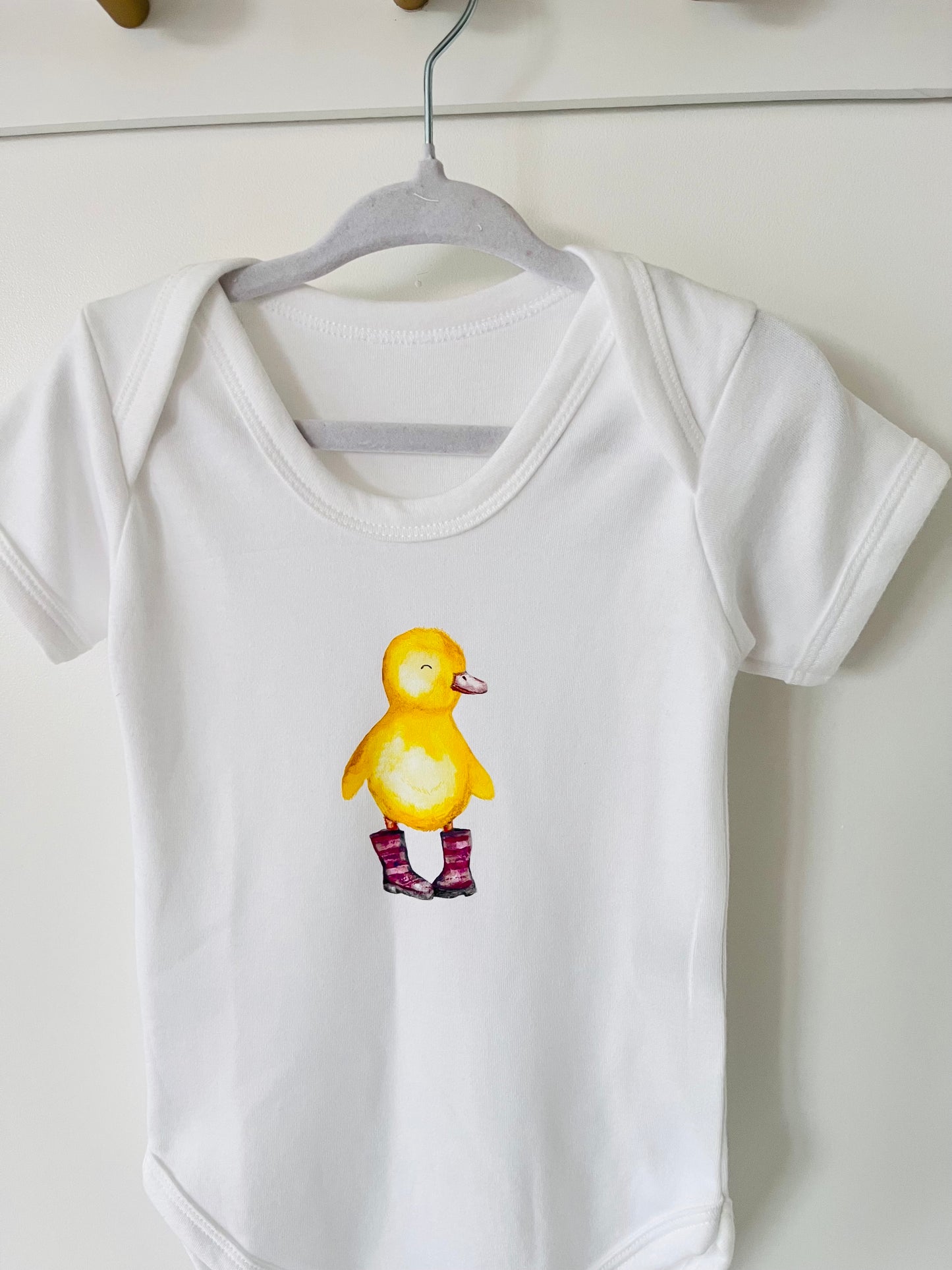 Pink Ducks In Wellies Baby and Toddler Baby Vest Ready To Ship