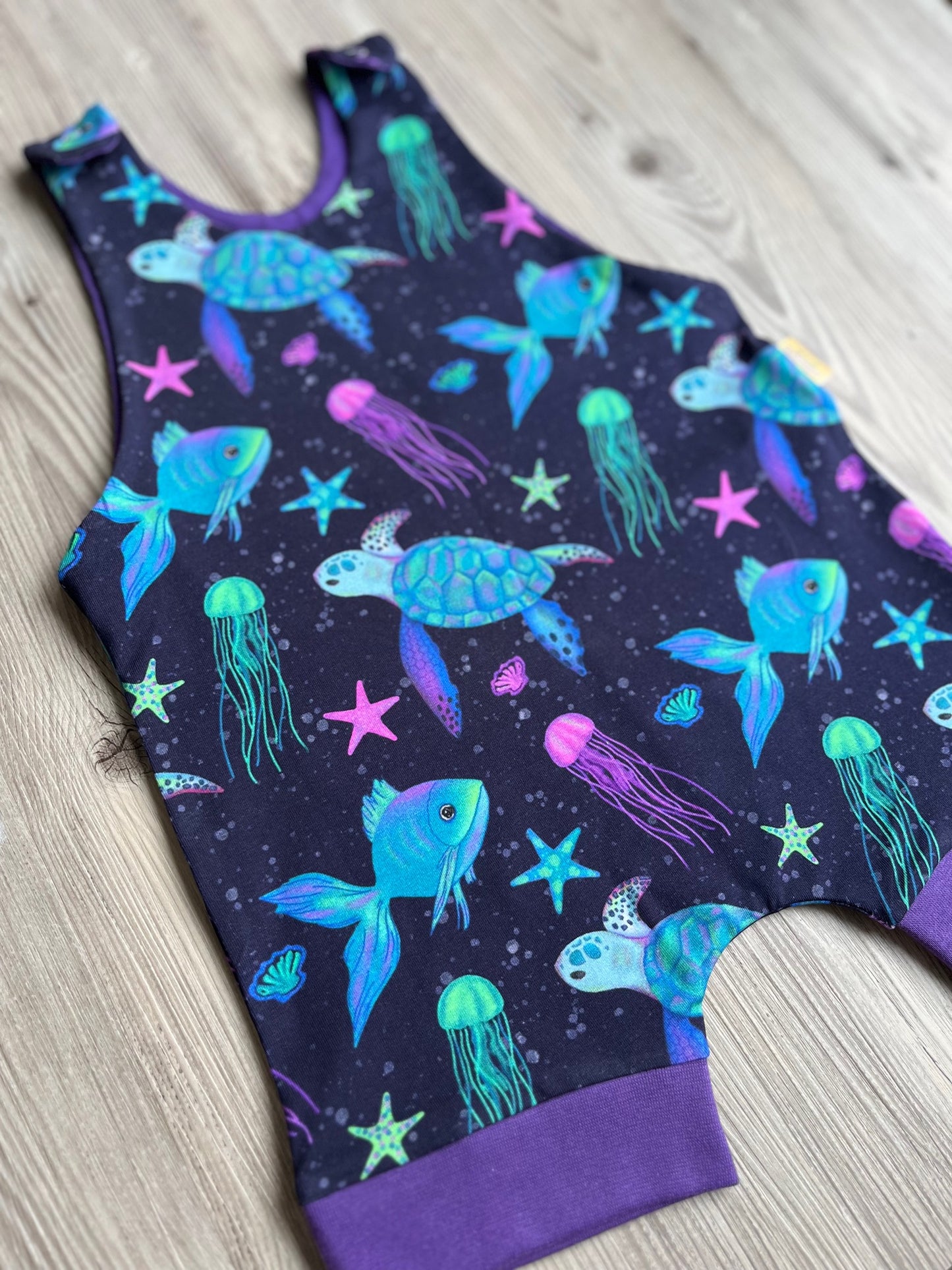 Ocean Baby Romper – Handmade Sea Life Print Outfit