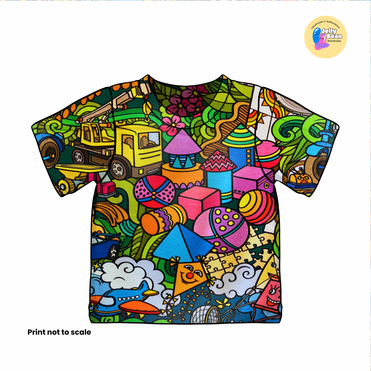 Toy Town - Jersey perfect for kids clothing - dresses, rompers, leggings, T-shirts, Flares