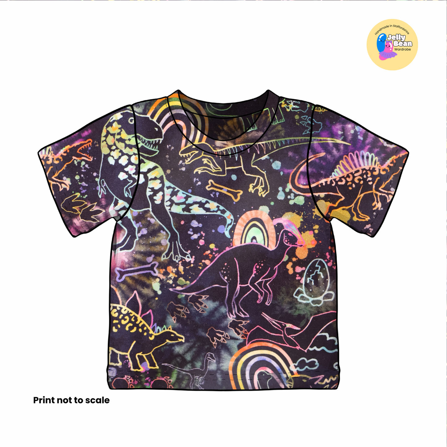 Rainbow dinosaur  - Jersey perfect for kids clothing - children's dresses, rompers, leggings, T-shirts, Flares