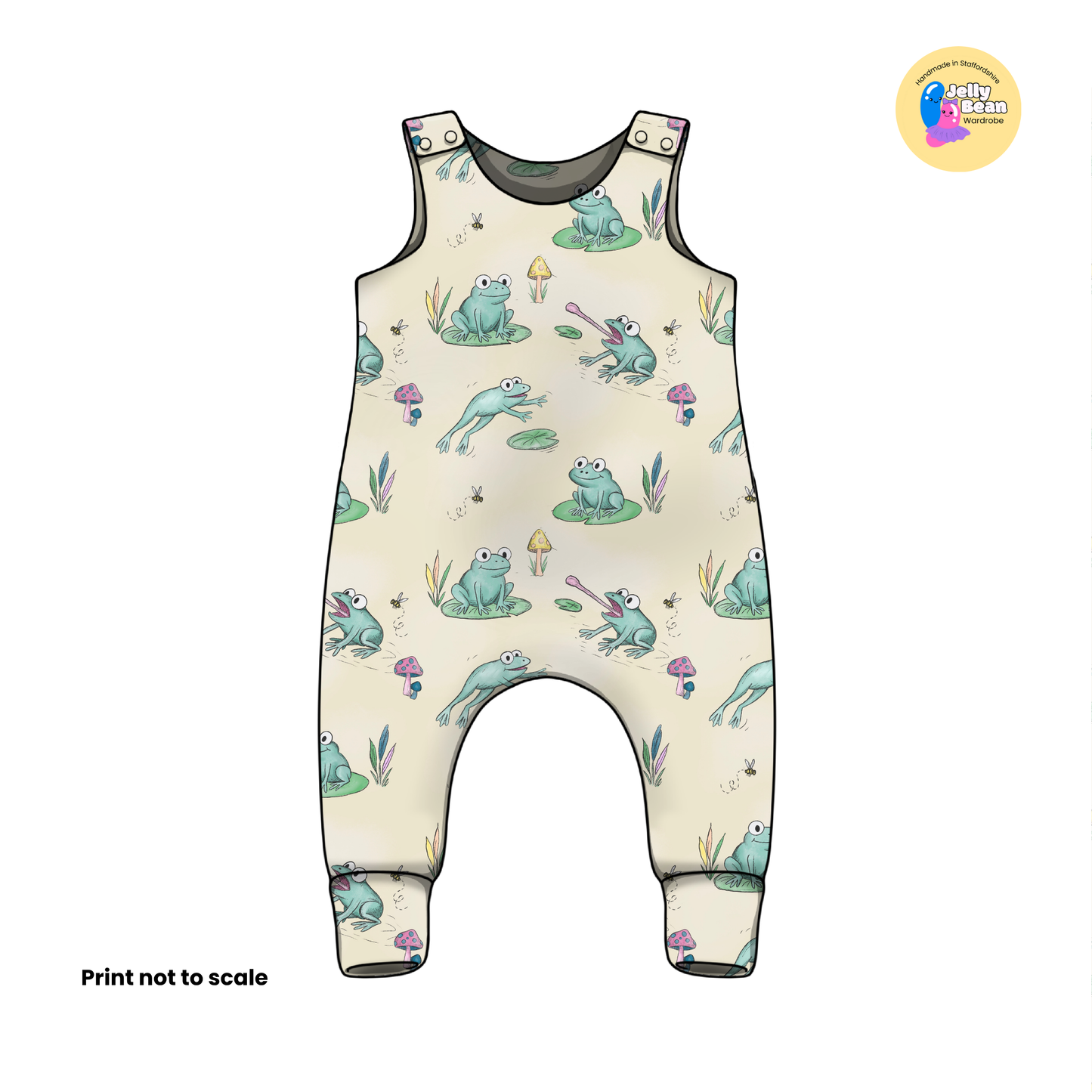 Pond Life Frog Print Fabric – Handmade Baby & Children’s Clothing (Dresses, Rompers, T-Shirts UK)