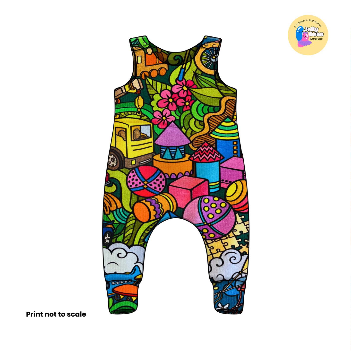 Toy Town - Jersey perfect for kids clothing - dresses, rompers, leggings, T-shirts, Flares