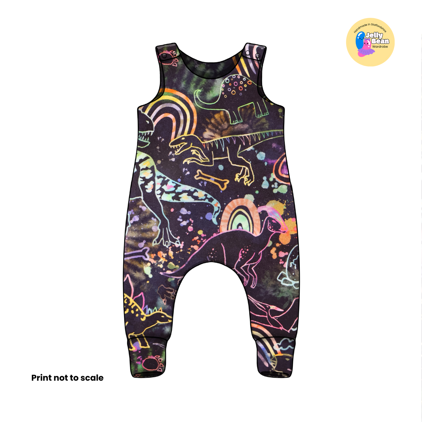 Rainbow dinosaur  - Jersey perfect for kids clothing - children's dresses, rompers, leggings, T-shirts, Flares