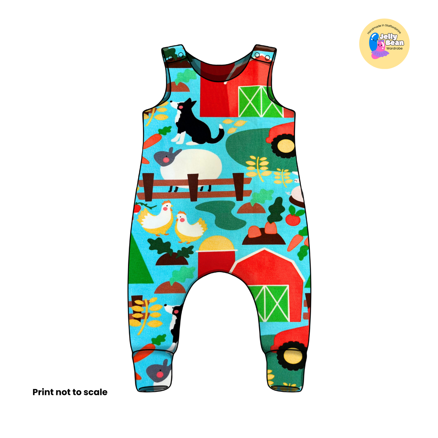Farm yard Bright  - Jersey perfect for kids clothing - children's dresses, rompers, leggings, T-shirts, Flares