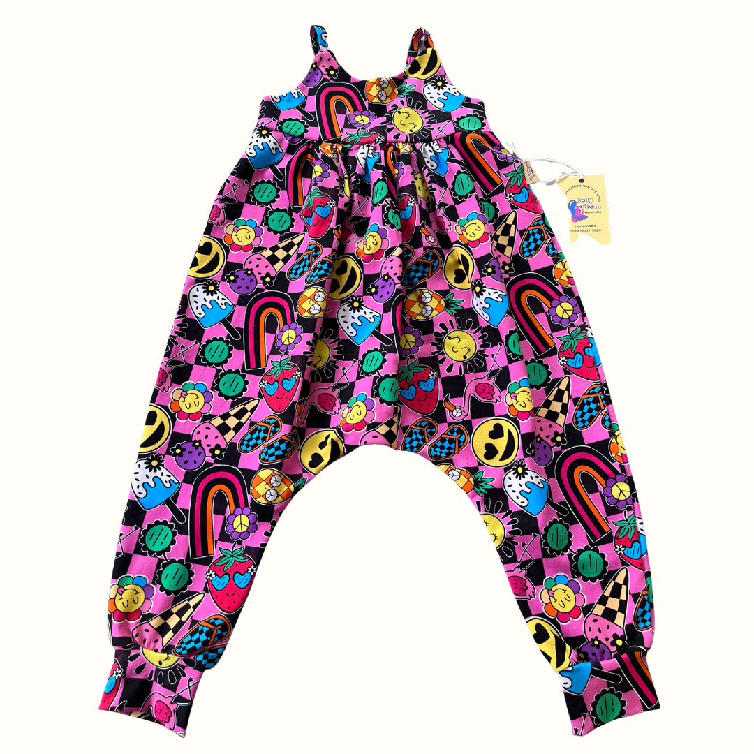 Summer Rave Checker Board Napa Romper
