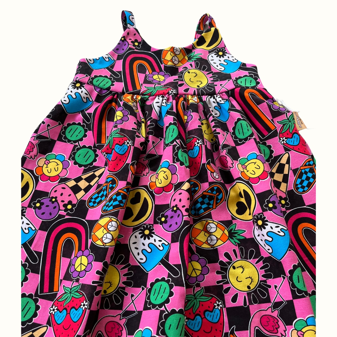 Summer Rave Checker Board Napa Romper