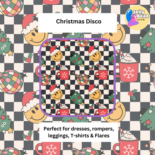 Christmas Disco Exclusive Print Cotton Jersey Perfect For Kids leggings, T-shirts, Dresses, Rompers and Accessories