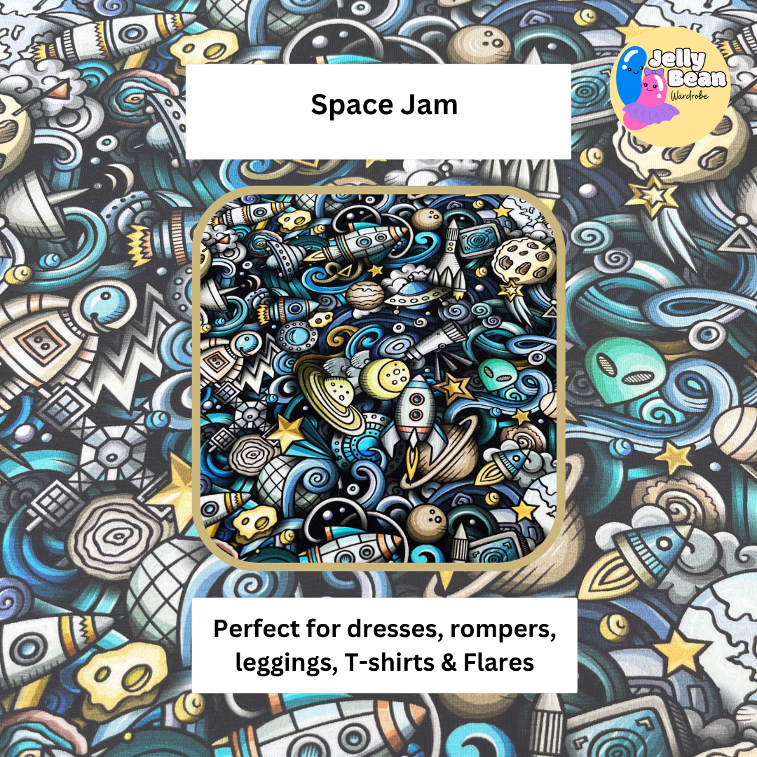 Space Jam - Jersey perfect for kids clothing - children's dresses, rompers, leggings, T-shirts, Flares