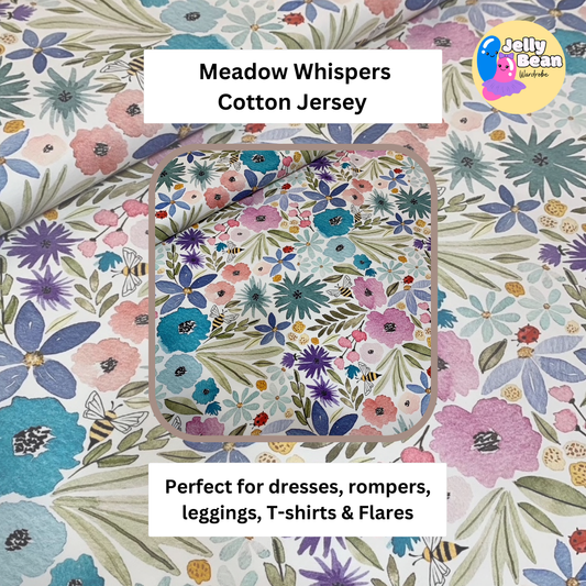 Meadow Whispers  - Jersey perfect for kids clothing - children's dresses, rompers, leggings, T-shirts, Flares