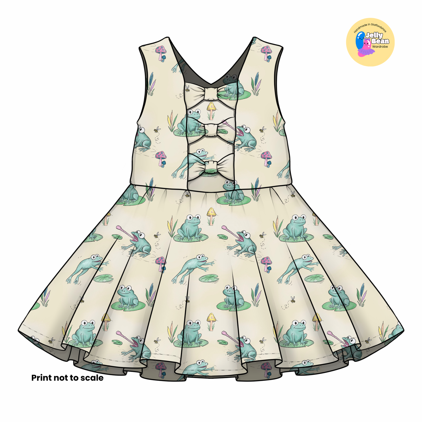 Pond Life Frog Print Fabric – Handmade Baby & Children’s Clothing (Dresses, Rompers, T-Shirts UK)