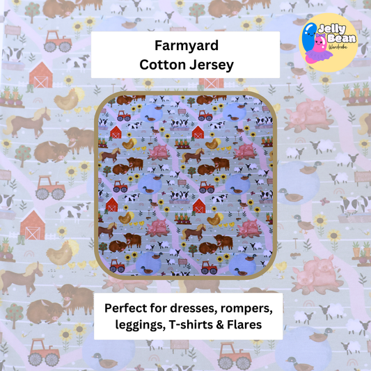 Farmyard animal - Jersey perfect for kids clothing - dresses, rompers, leggings, T-shirts, Flares