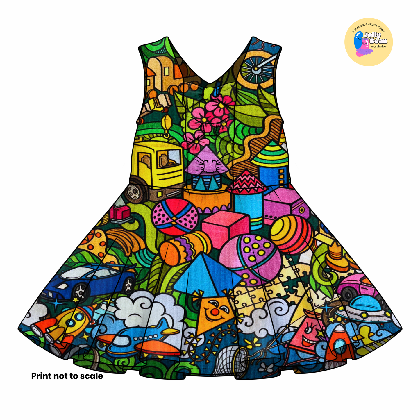 Toy Town - Jersey perfect for kids clothing - dresses, rompers, leggings, T-shirts, Flares