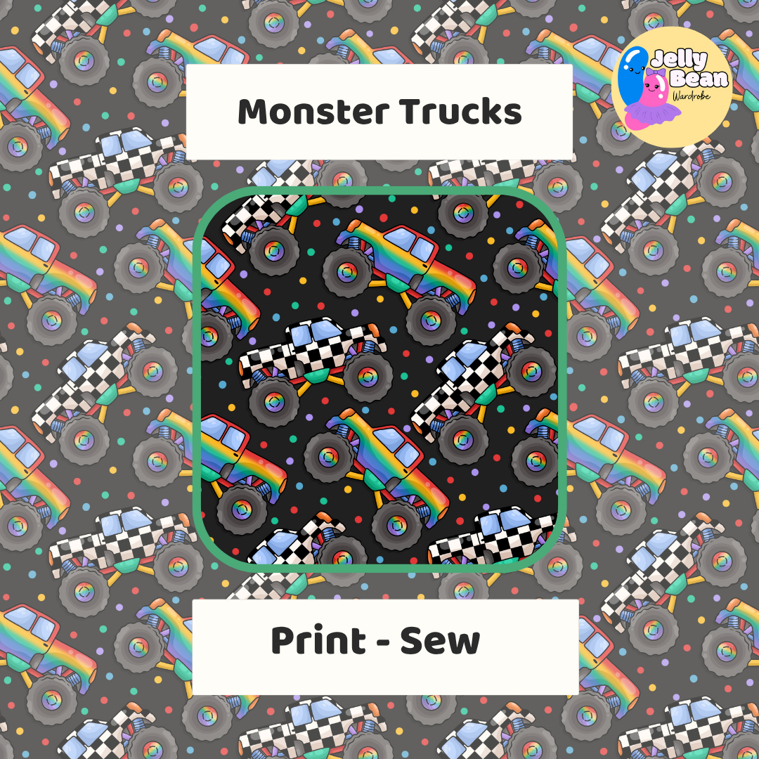 Monster Trucks | Handmade Children's Clothing | Jelly Bean Wardrobe