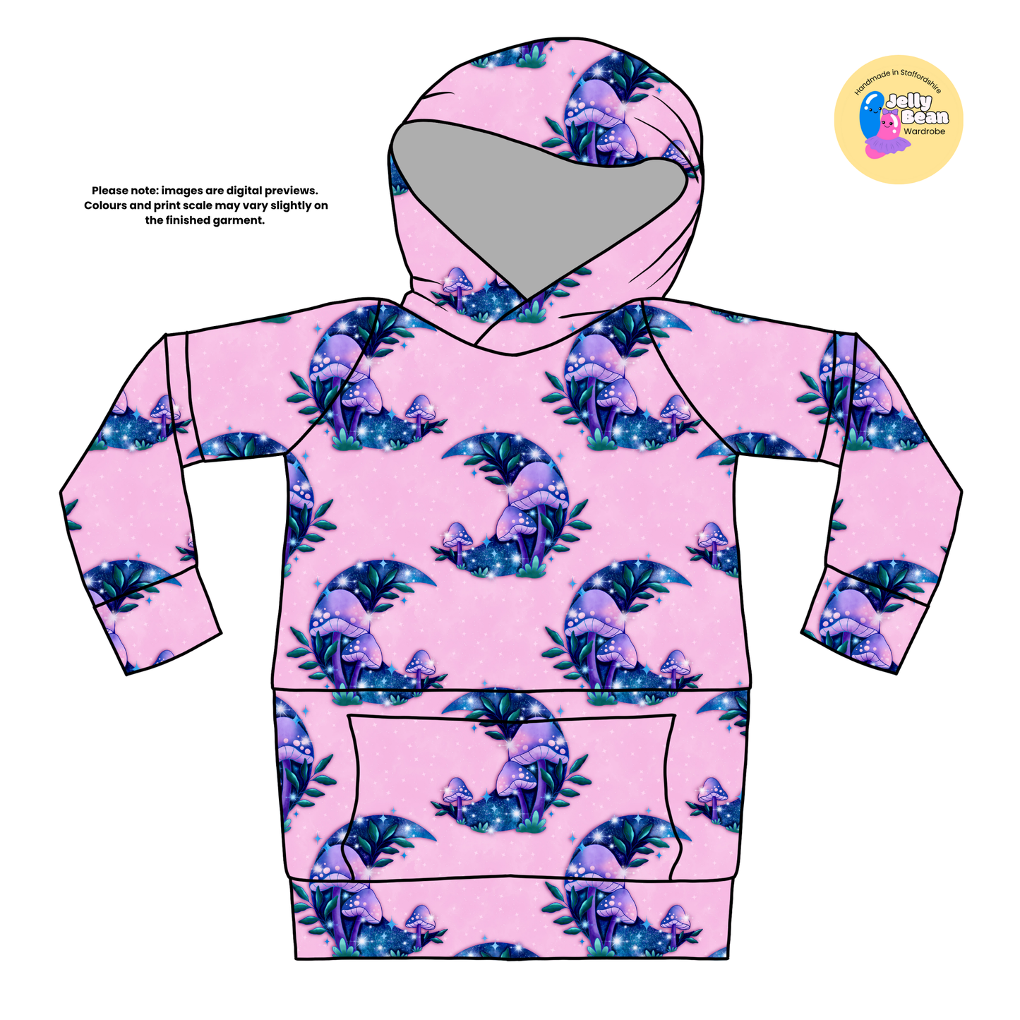 Magical Mushroom Moon Adult Hoodie - made to order