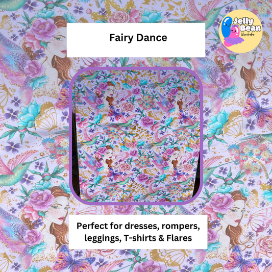 Fairy Dance - Jersey perfect for kids clothing - children's dresses, rompers, leggings, T-shirts, Flares