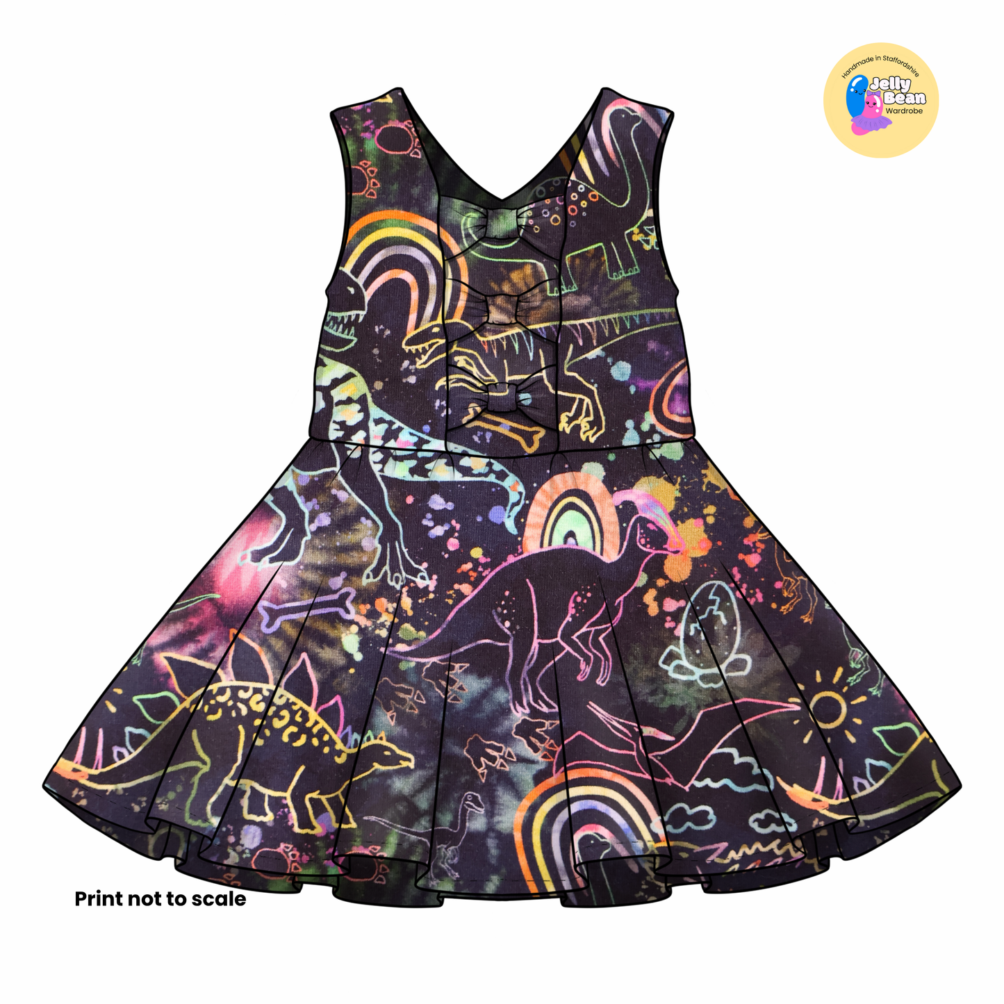 Rainbow dinosaur  - Jersey perfect for kids clothing - children's dresses, rompers, leggings, T-shirts, Flares