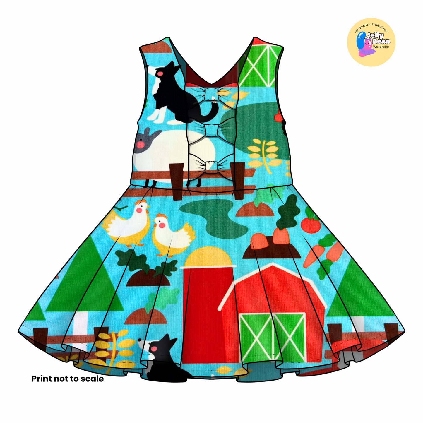 Farm yard Bright  - Jersey perfect for kids clothing - children's dresses, rompers, leggings, T-shirts, Flares