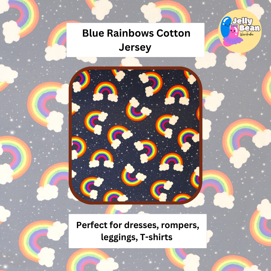 Rainbows - Jersey perfect for kids clothing - dresses, rompers, leggings, T-shirts, Flares
