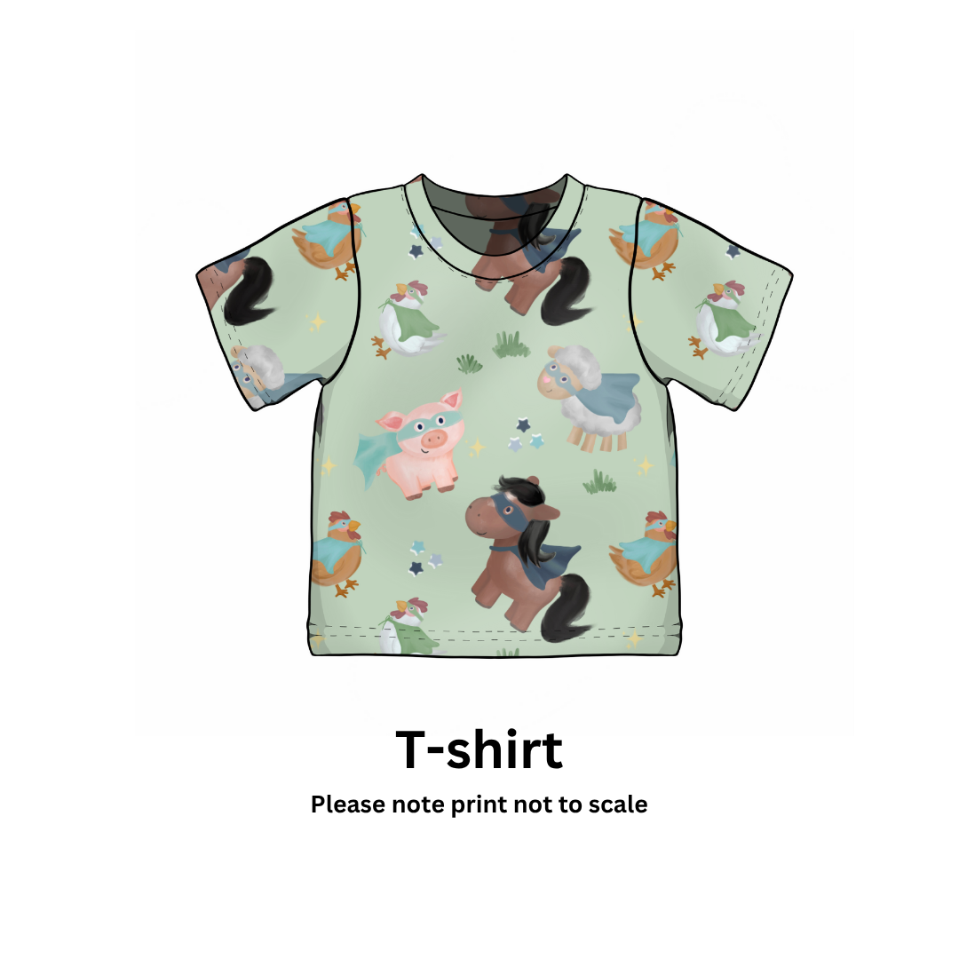 EXCLUSIVE - Farmyard Heroes - Cotton Jersey perfect for kids clothing - T-shirts, Rompers, Dresses any accessories