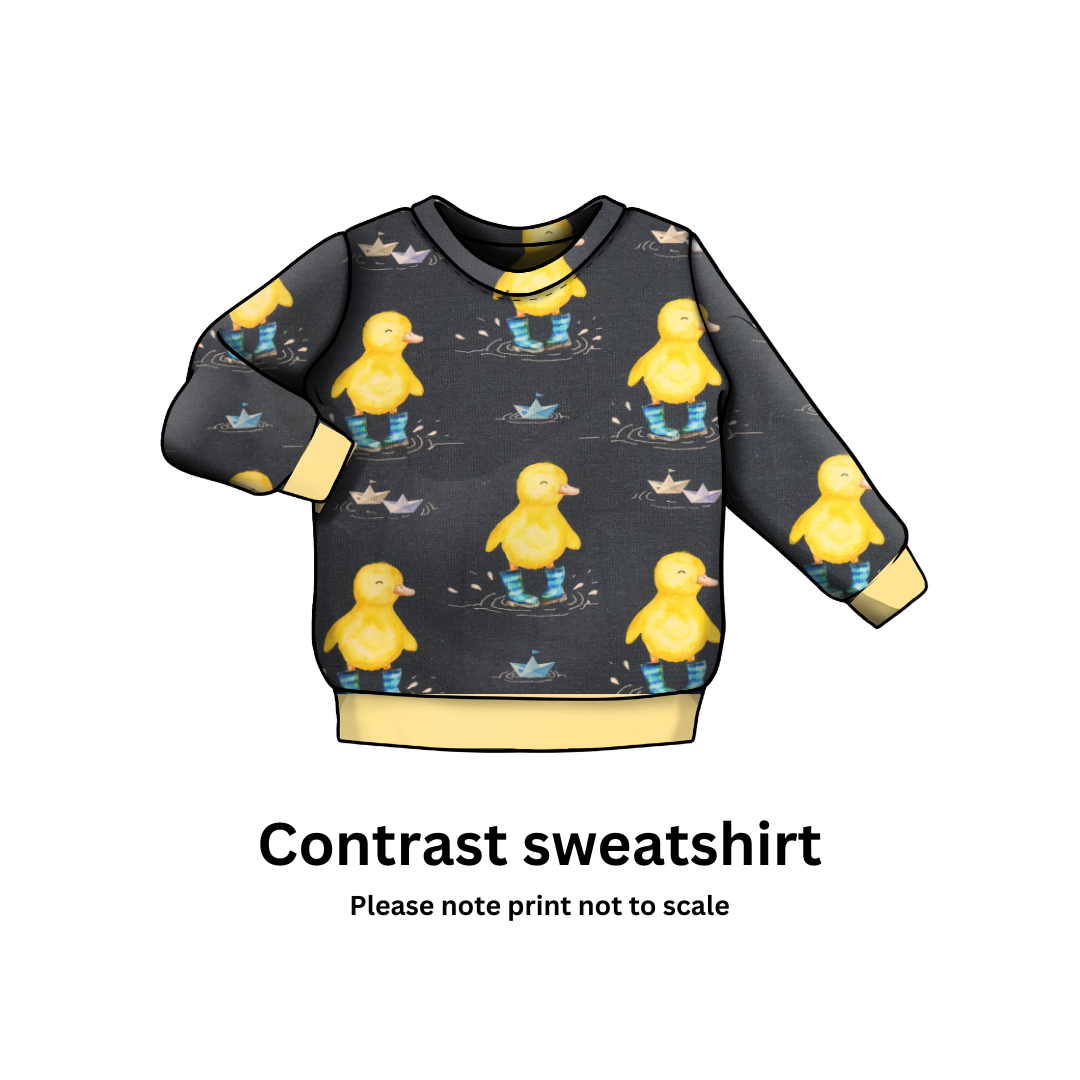 Blue ducks in wellies - French Terry perfect for unique custom kids clothing - rompers, sweatshirts, harem pants, dresses