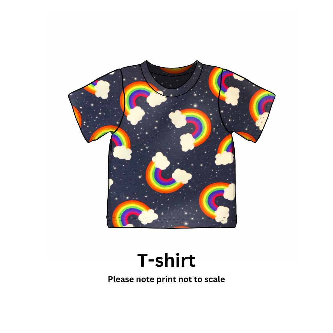 Rainbows - Jersey perfect for kids clothing - dresses, rompers, leggings, T-shirts, Flares