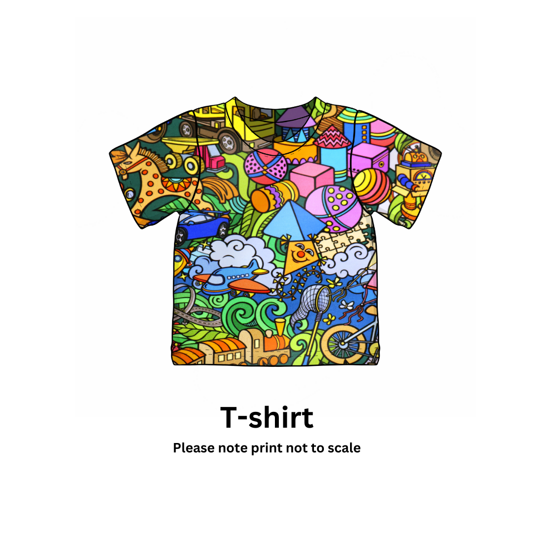 Toy Town - Jersey perfect for kids clothing - dresses, rompers, leggings, T-shirts, Flares