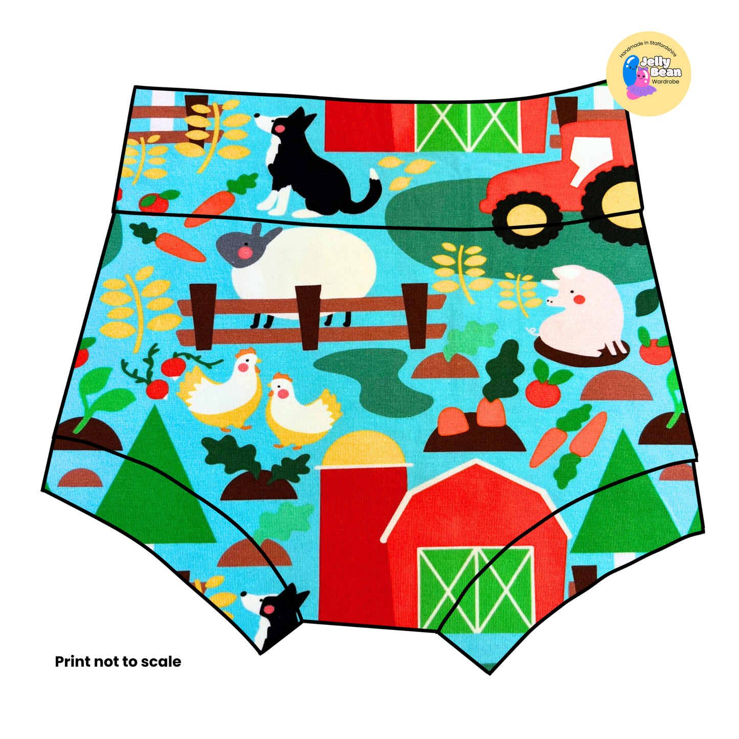 Farm yard Bright  - Jersey perfect for kids clothing - children's dresses, rompers, leggings, T-shirts, Flares