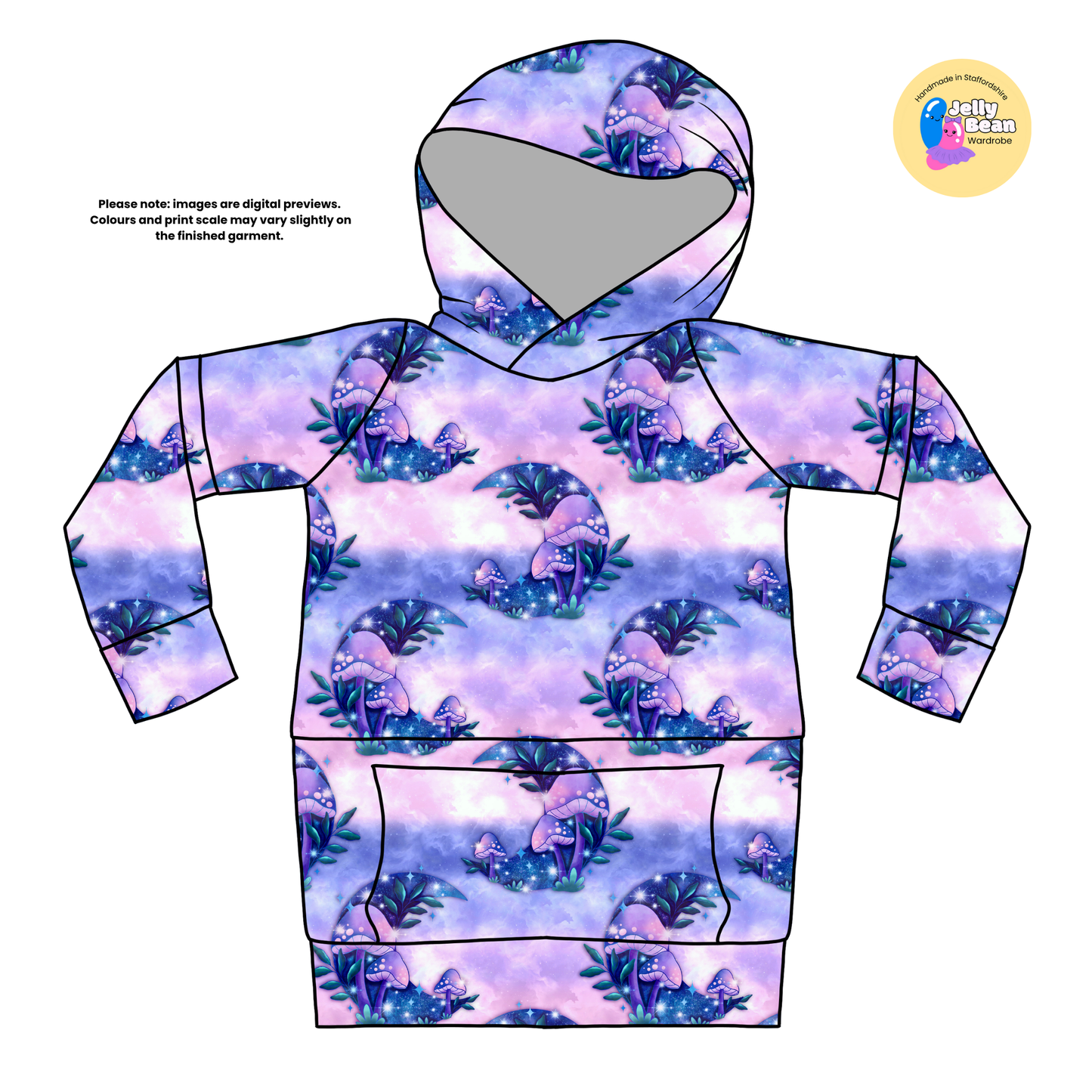 Magical Mushroom Moon Adult Hoodie - made to order