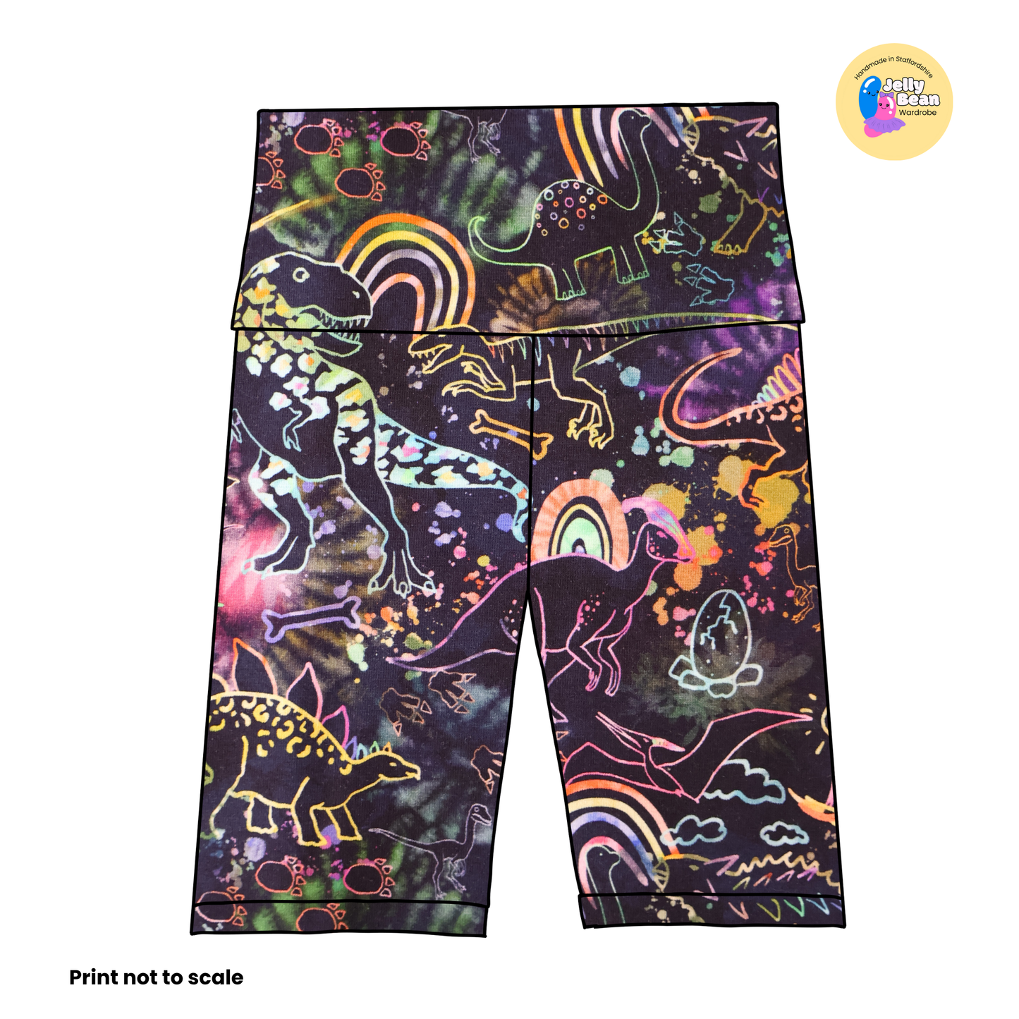 Rainbow dinosaur  - Jersey perfect for kids clothing - children's dresses, rompers, leggings, T-shirts, Flares