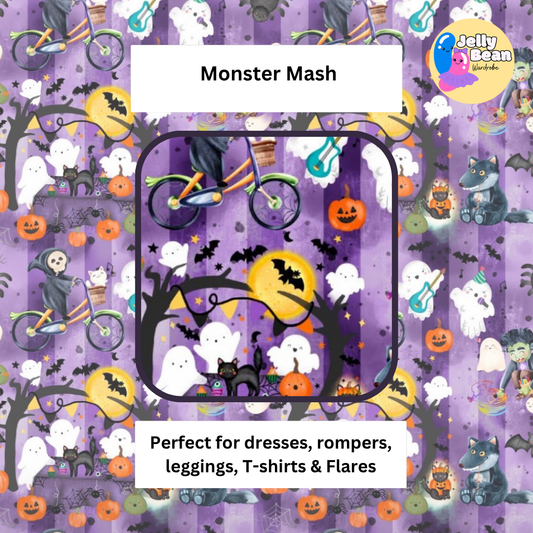 Monster Mash – Handmade Halloween Kids Clothing | Custom Order | Cotton jersey perfect for kids leggings, rompers, T-shirts and dresses