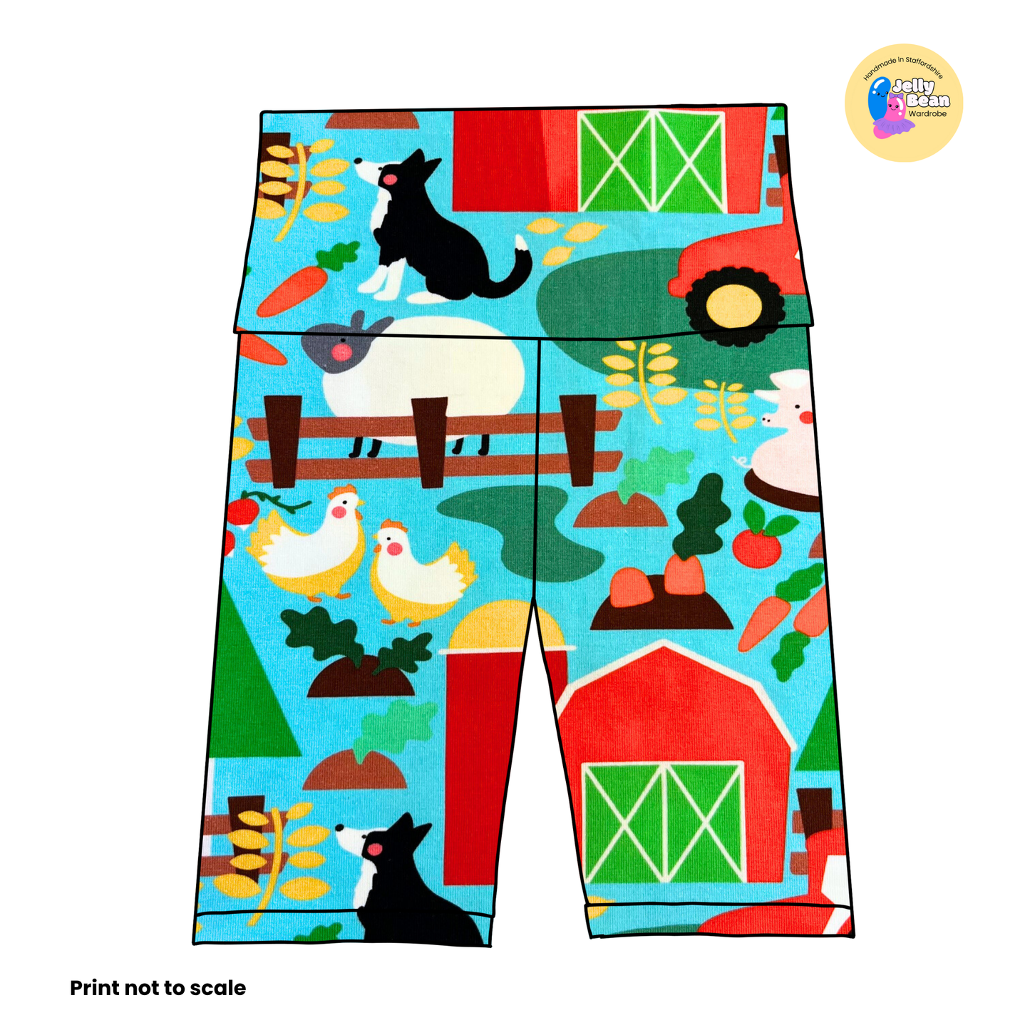 Farm yard Bright  - Jersey perfect for kids clothing - children's dresses, rompers, leggings, T-shirts, Flares