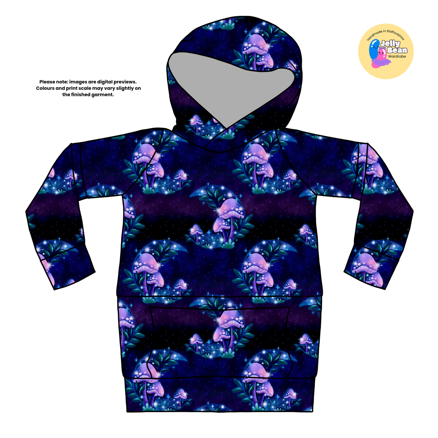 Magical Mushroom Moon Adult Hoodie - made to order