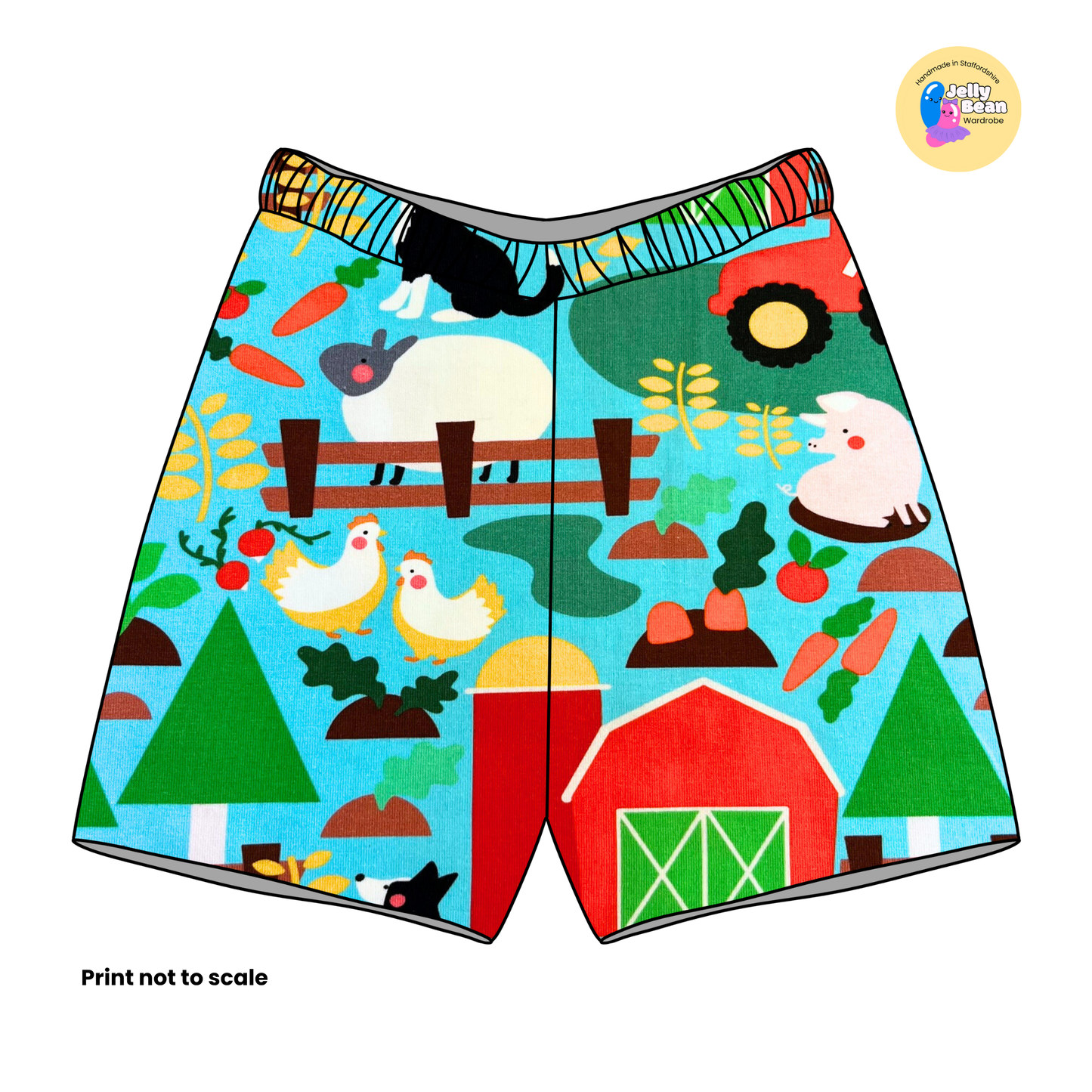 Farm yard Bright  - Jersey perfect for kids clothing - children's dresses, rompers, leggings, T-shirts, Flares