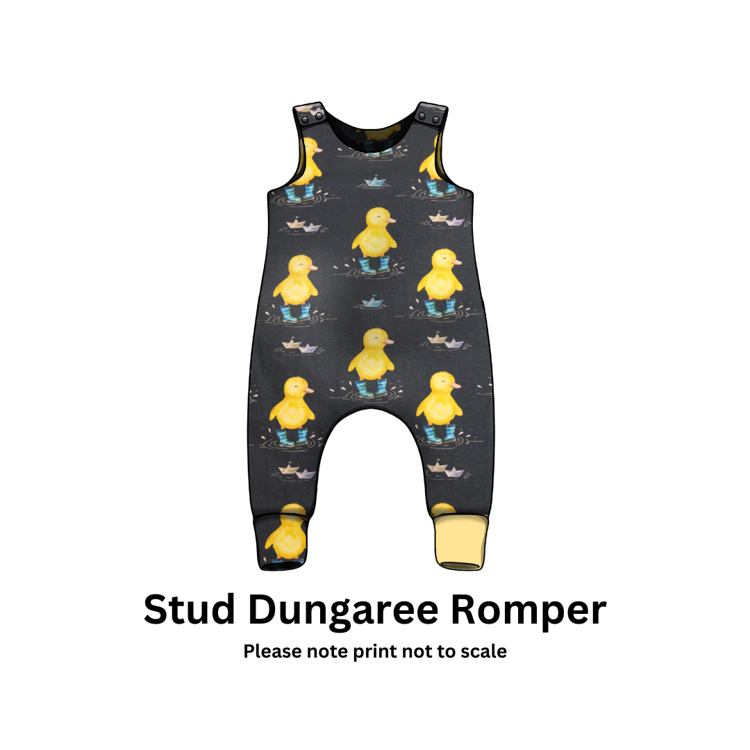 Blue ducks in wellies - French Terry perfect for unique custom kids clothing - rompers, sweatshirts, harem pants, dresses
