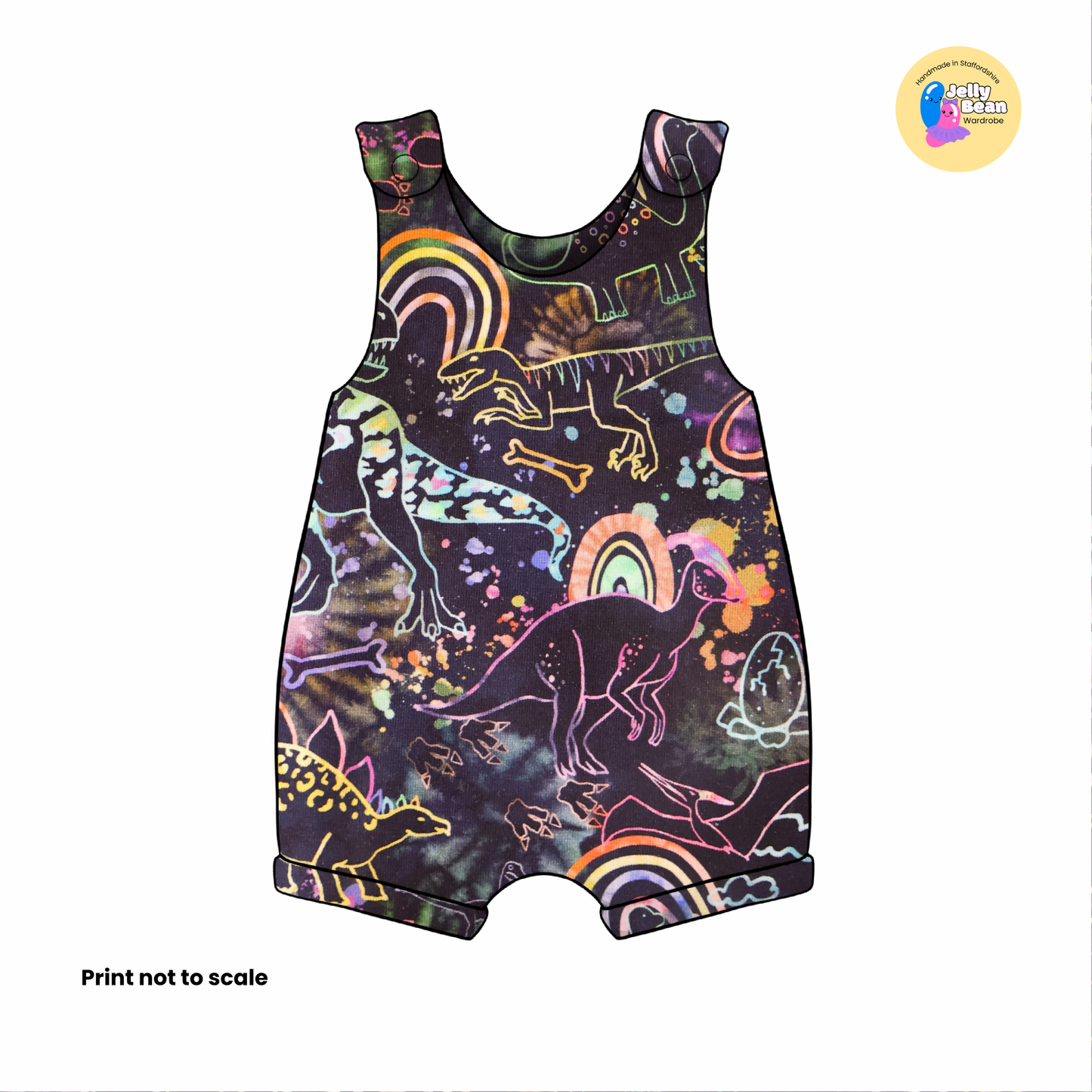 Rainbow dinosaur  - Jersey perfect for kids clothing - children's dresses, rompers, leggings, T-shirts, Flares