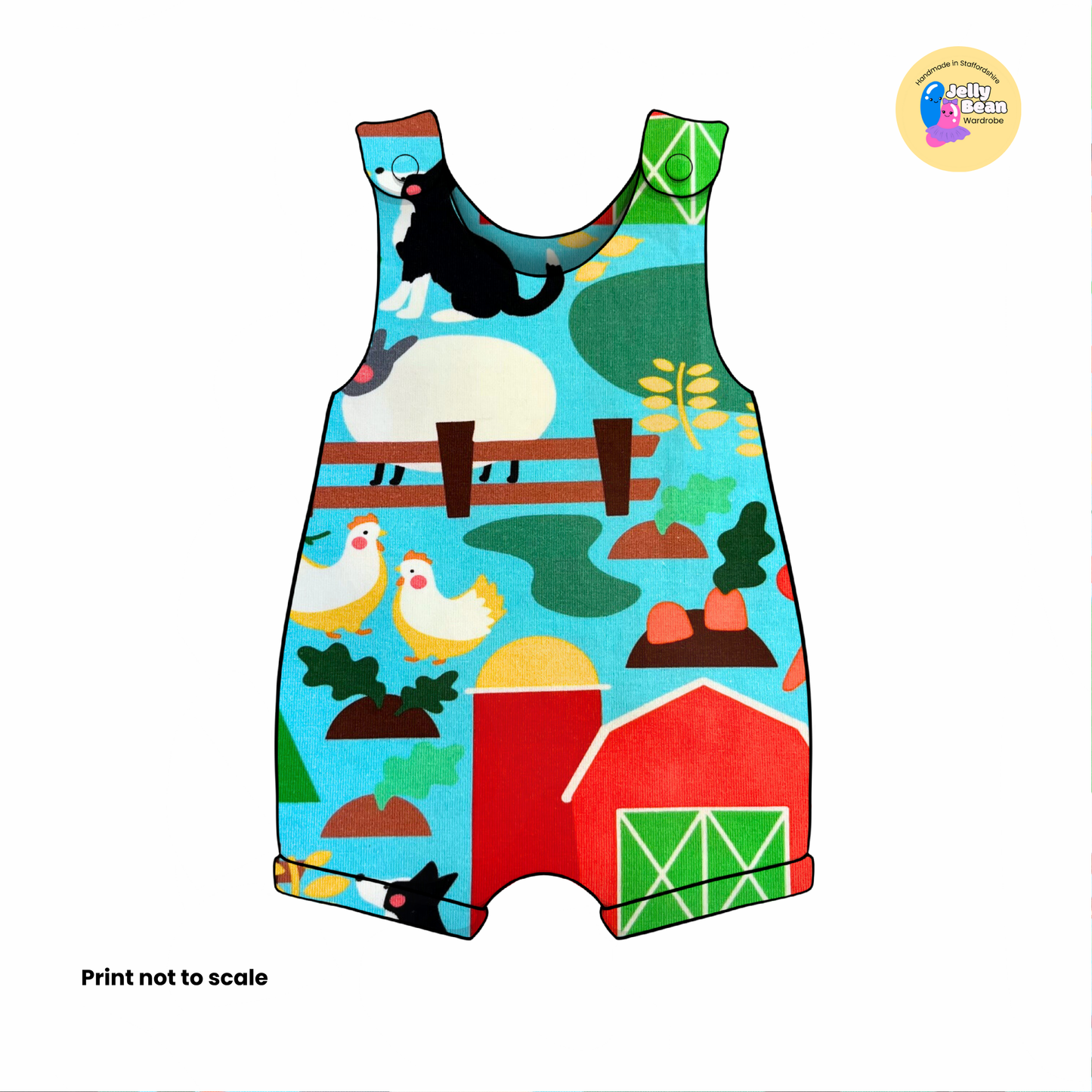 Farm yard Bright  - Jersey perfect for kids clothing - children's dresses, rompers, leggings, T-shirts, Flares