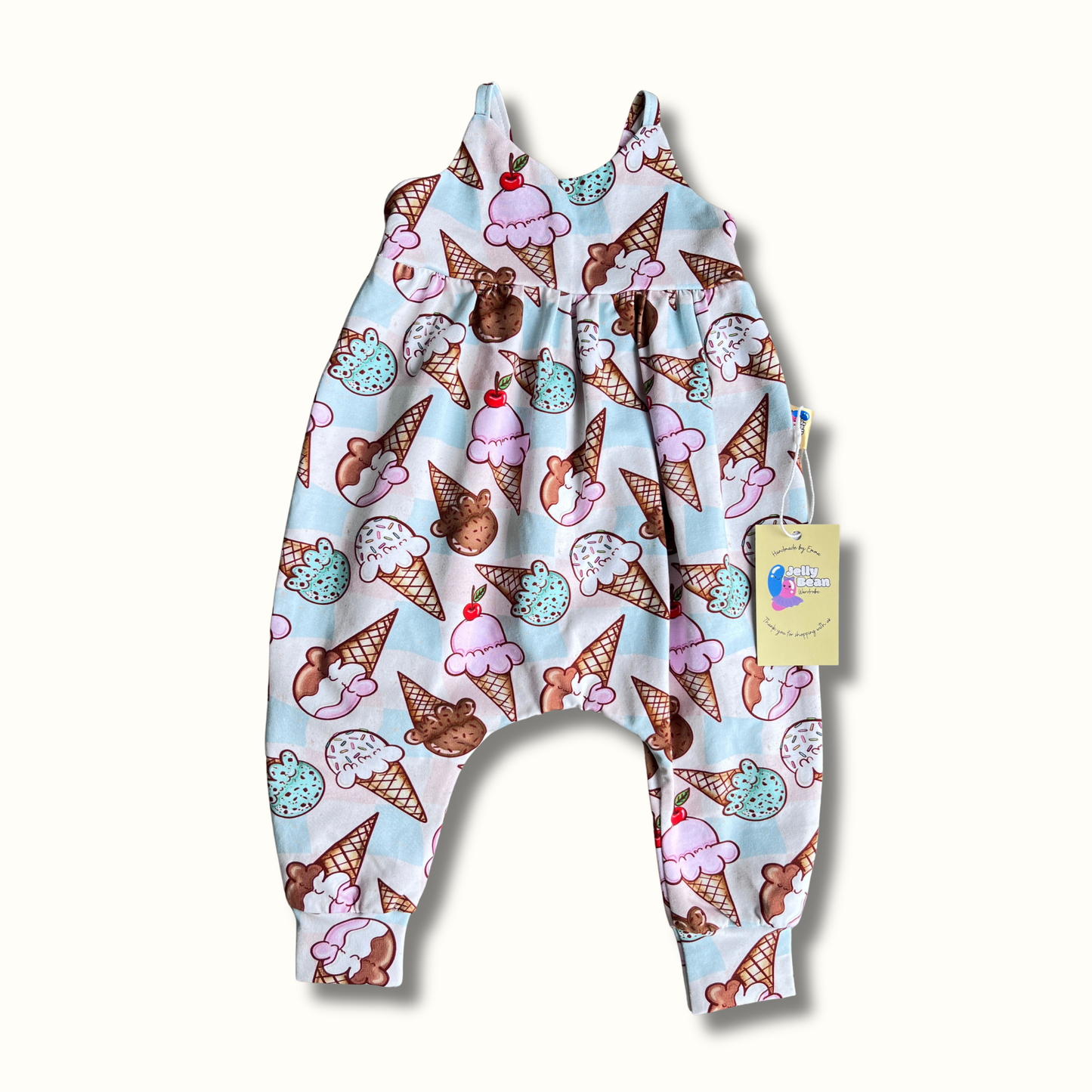 Ice cream baby and toddler romper - Handmade in Staffordshire
