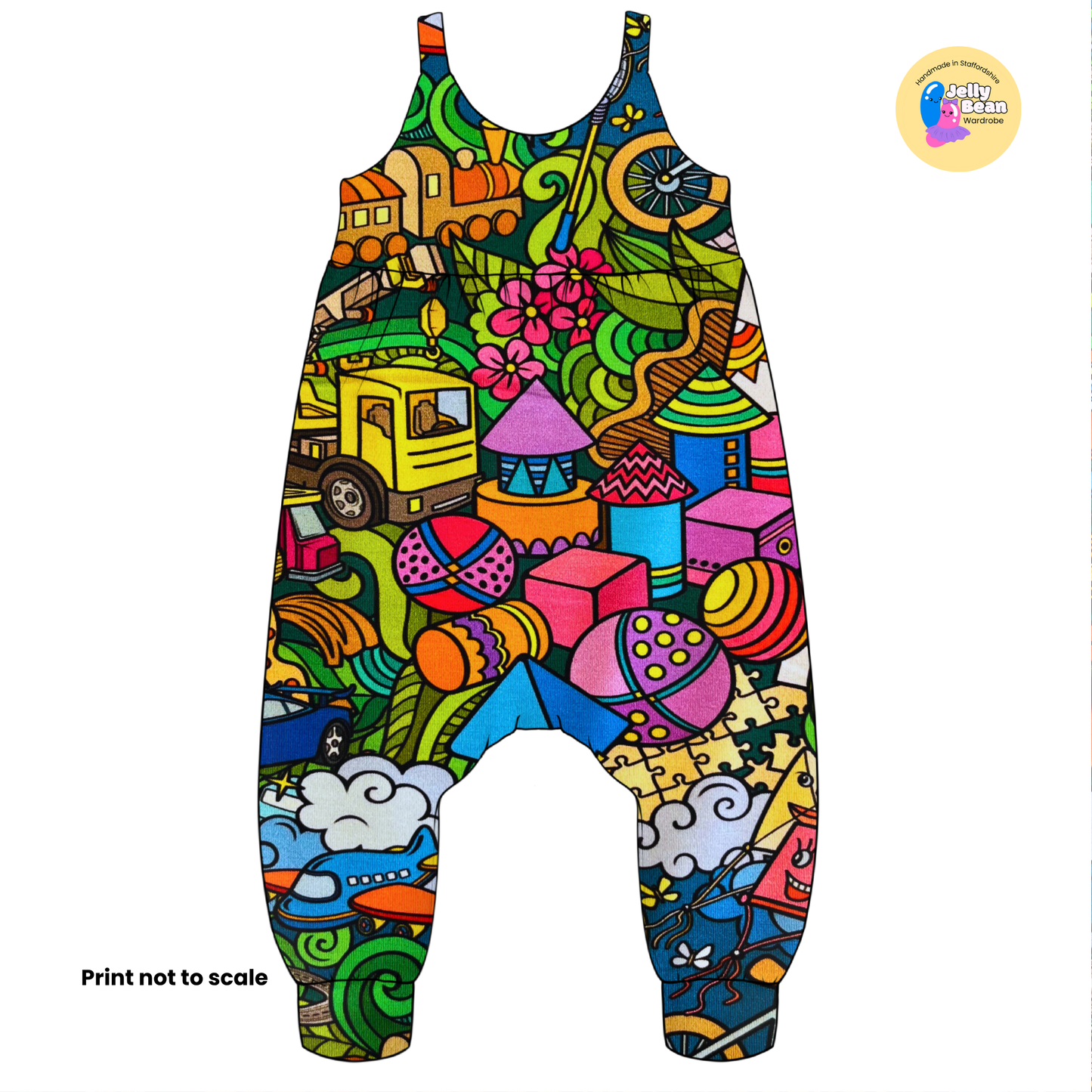 Toy Town - Jersey perfect for kids clothing - dresses, rompers, leggings, T-shirts, Flares